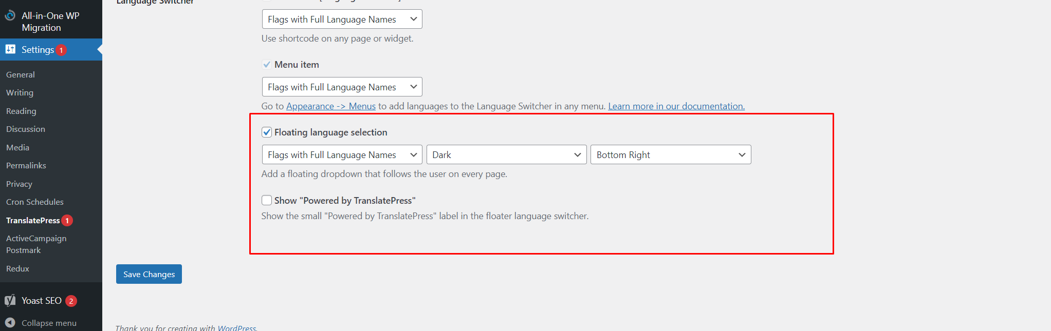 how to add language option in wordpress website