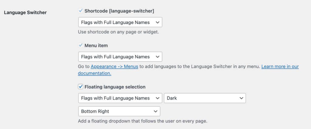 Switcher options available