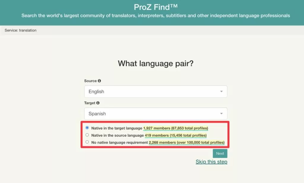 ProZ Find is one of the best freelance translation websites for browsing freelancers 