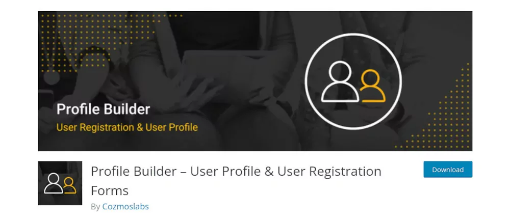 screenshot of Profile Builder plugin site