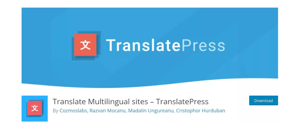 screenshot of TranslatePress plugin site
