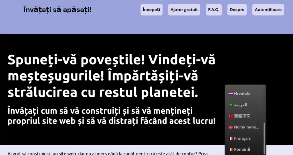screenshot of WordPress site with floating language switcher