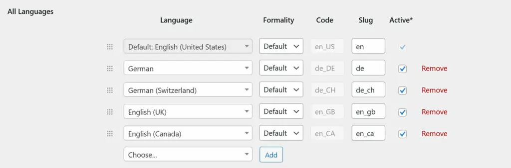 add more locales in translatepress to use in translation, transcreation, and localization