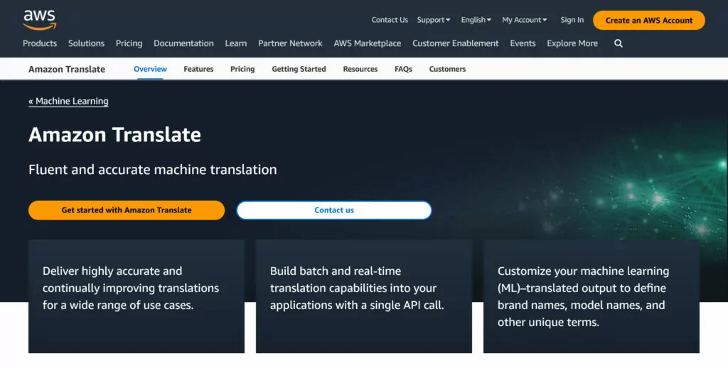 amazon translate machine translation software