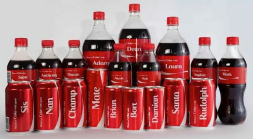 Localized marketing example of Share a Coke bottles in Australia