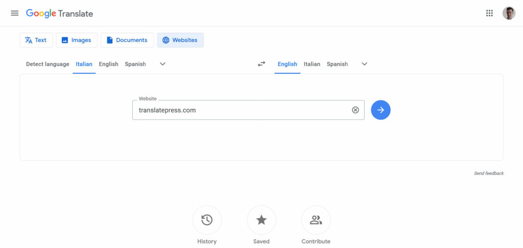 translate website with google translate