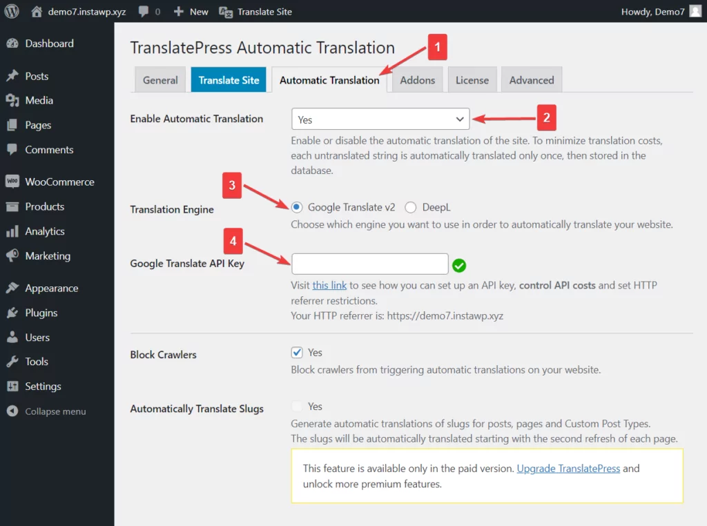 translatepress automatic translation