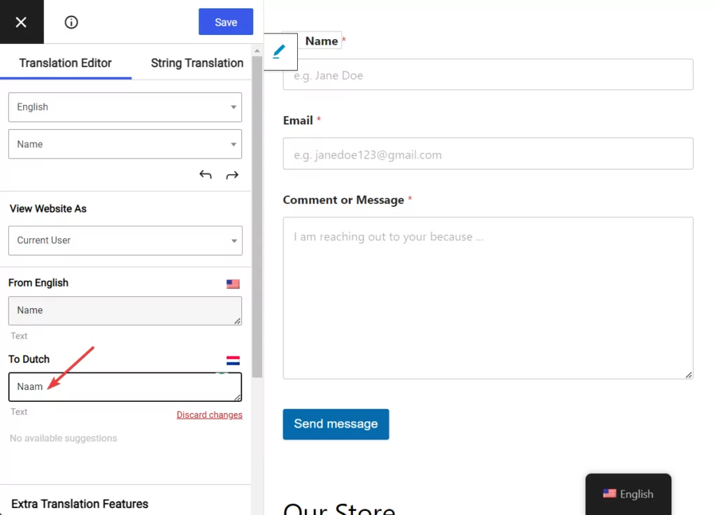 translatepress form field - form translation