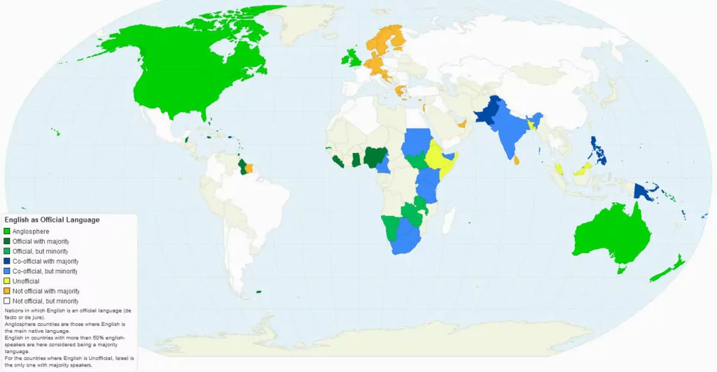 countries with english as official language