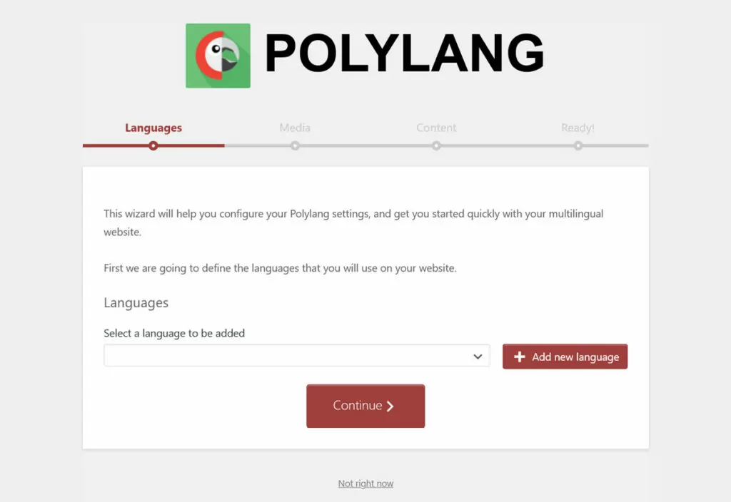 polylang installation wizard