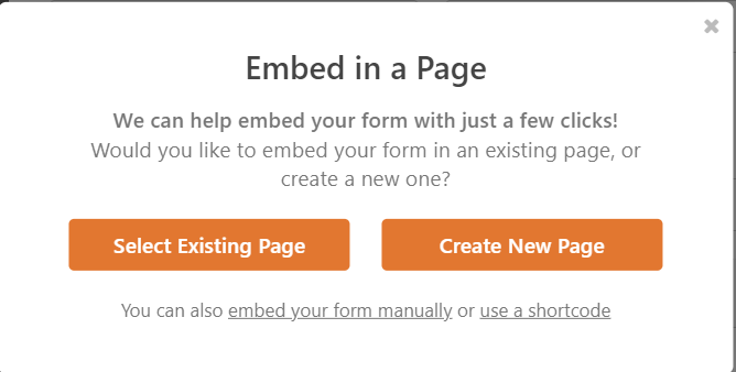translate WPForms forms popup embed or create page