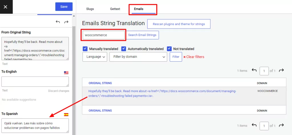 Translate WooCommerce emails