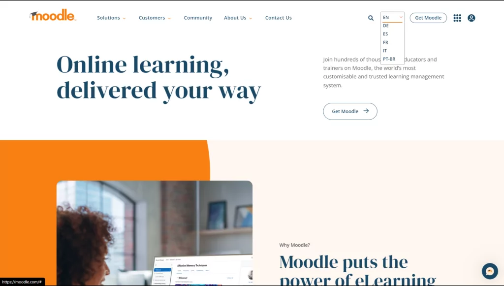 moodle online learning multilingual website example
