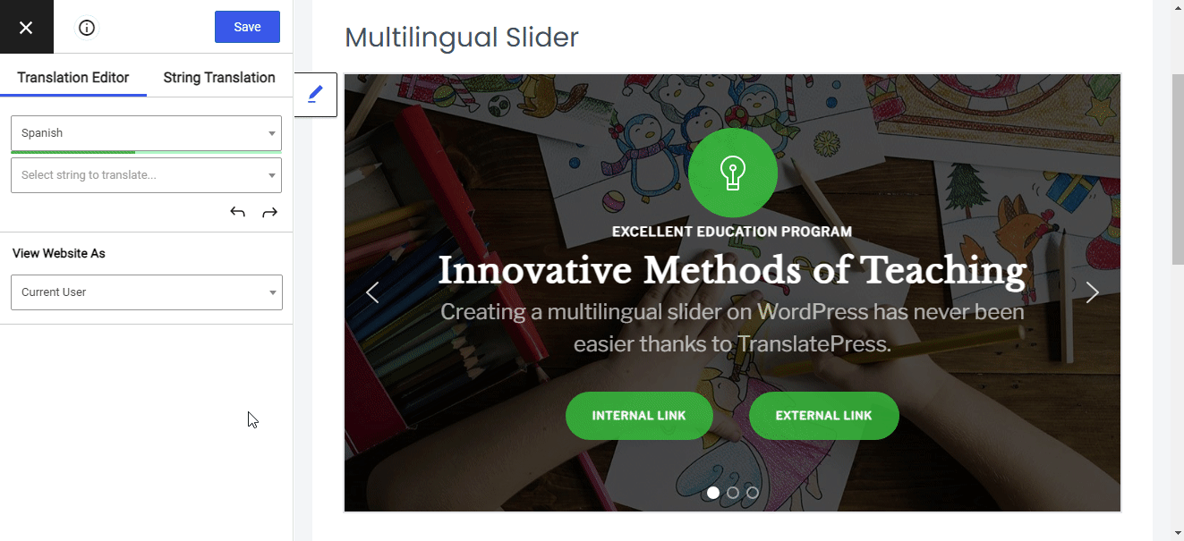 How to translate sliders in WordPress