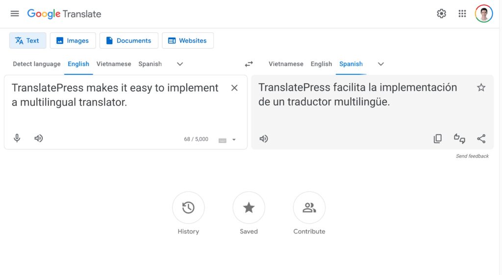 Google Translate, the most popular multilingual translator