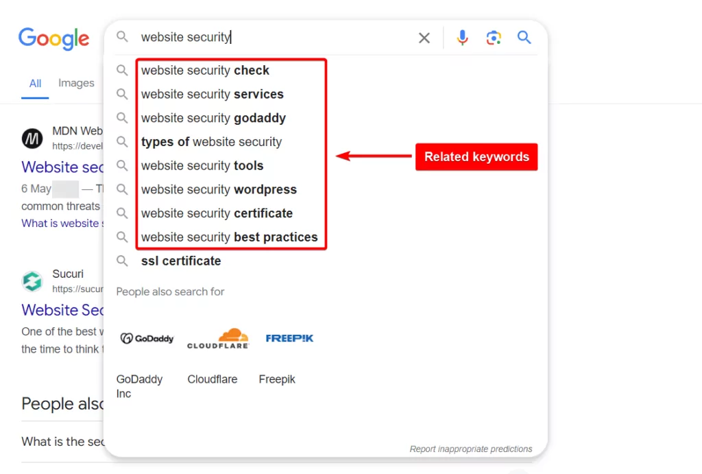 relevant keywords in google search engine results