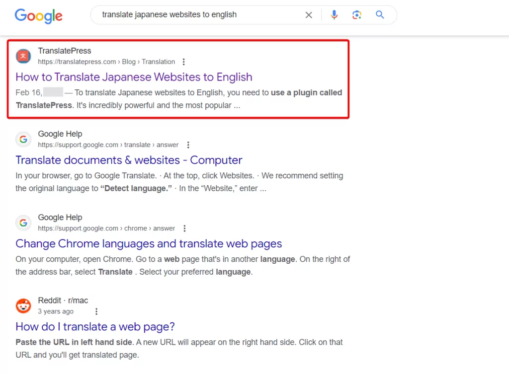 title tag in serp