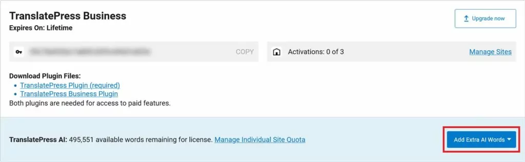 purchase translatepress ai words