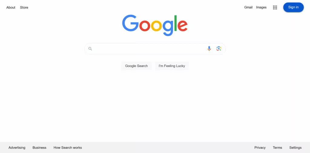 google search homepage