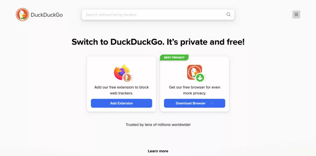 search engine differences duckduckgo homepage