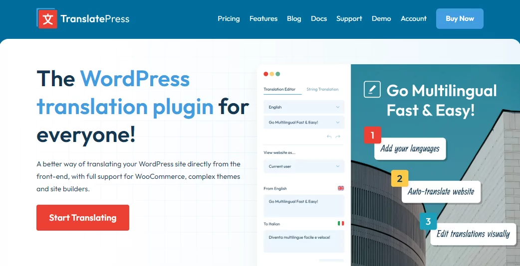 Best WordPress multilingual plugin: TranslatePress