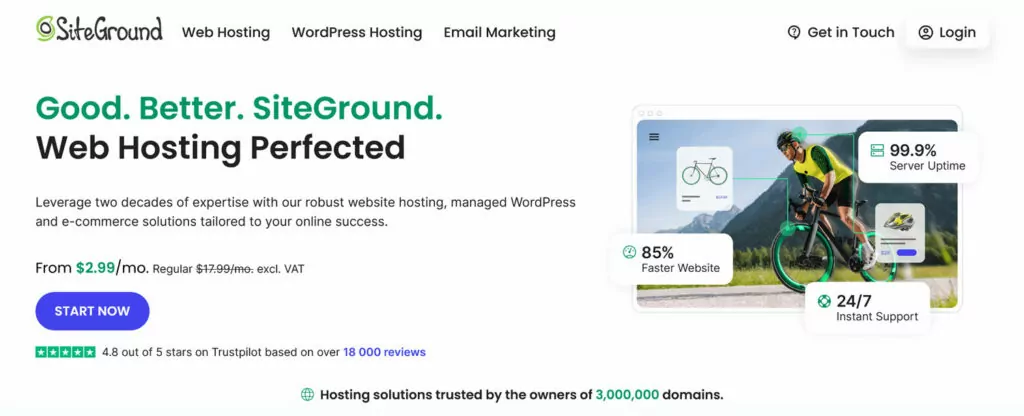 get proper hosting to optimize for search engine ranking siteground example