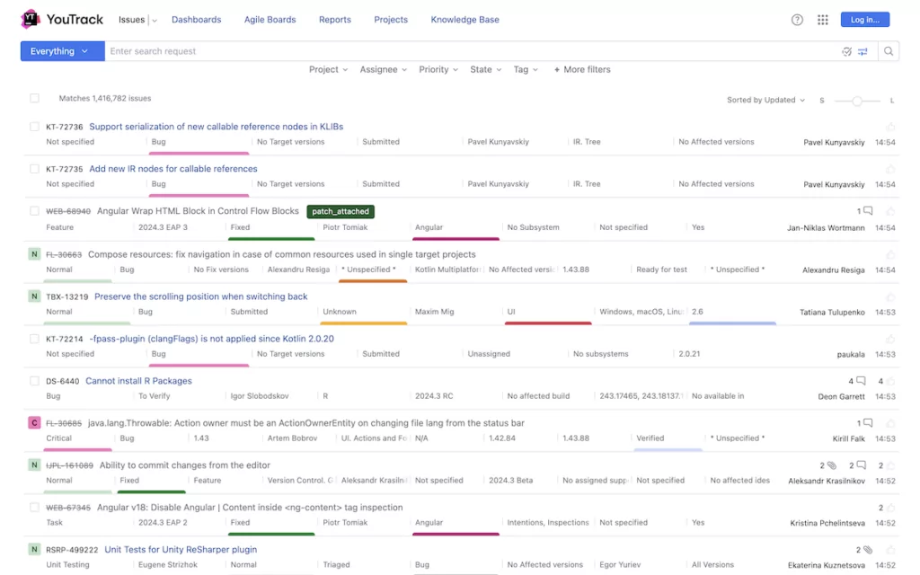 The JetBrains YouTrack bug tracker app.