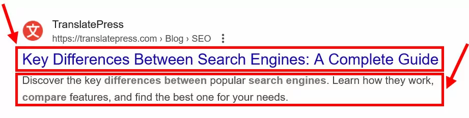 seo title and meta description in search results