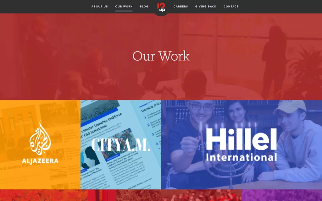 The 10up portfolio page.