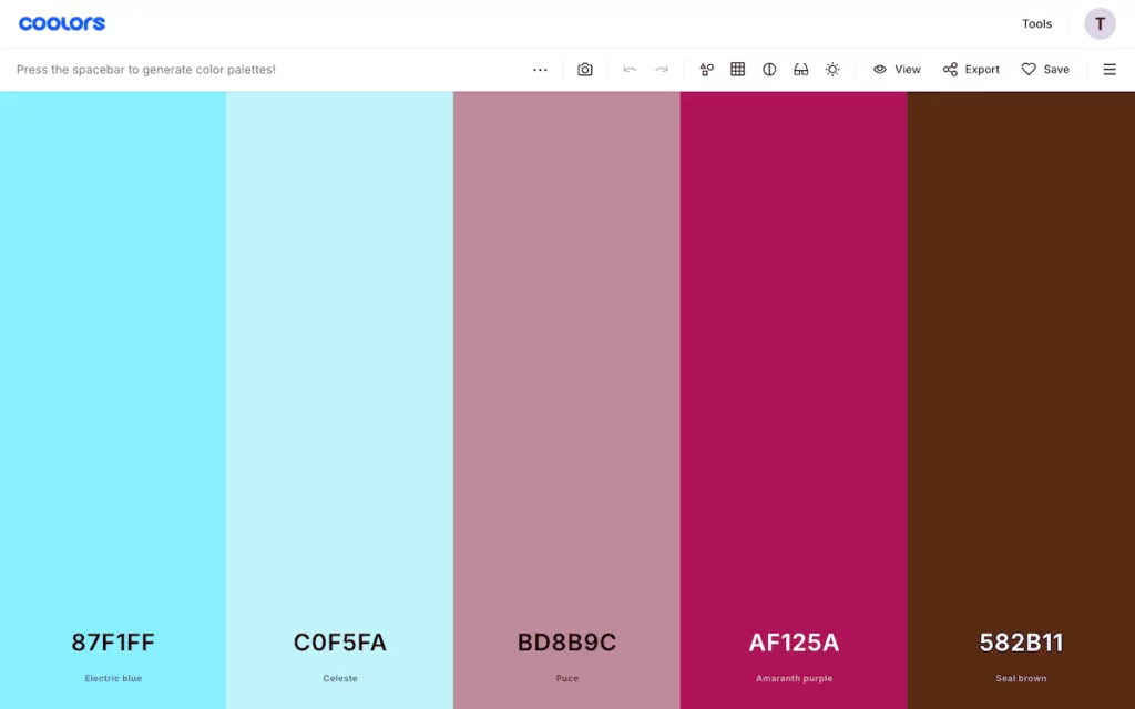 The Coolors website.