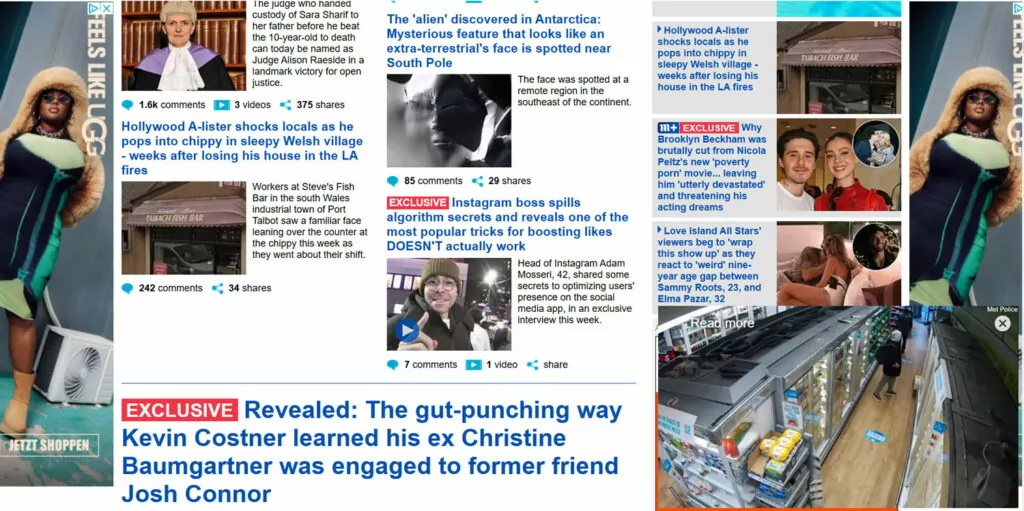 example of website with intrusive ads daily mail