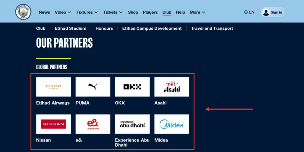 links to business partners example
