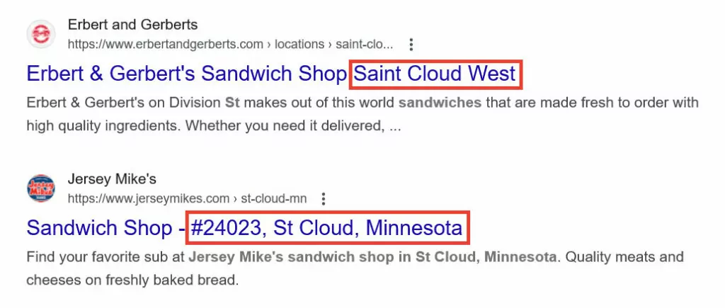 local keywords in title tag example