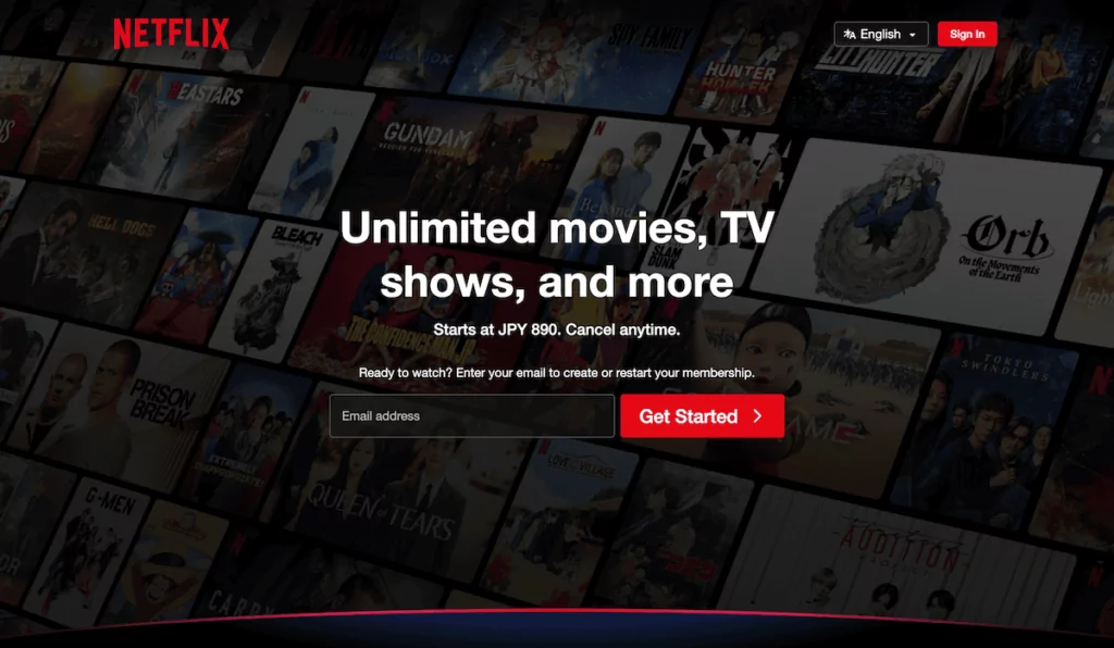 The Netflix website.