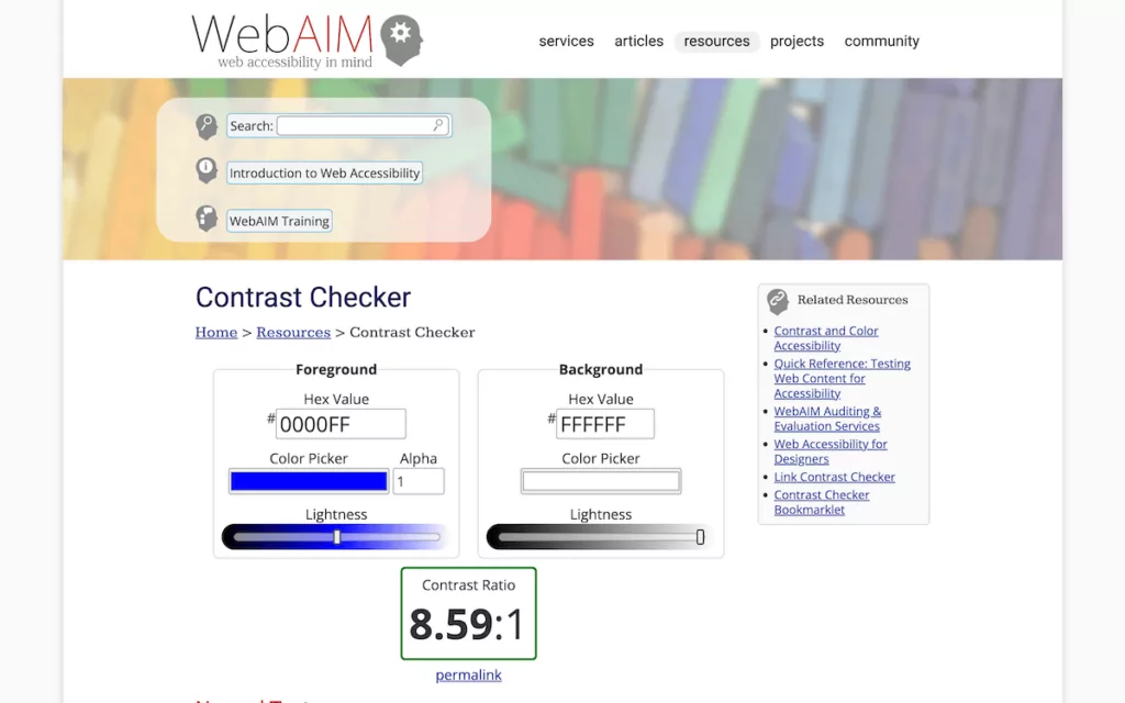 WebAIM's contrast checker tool.