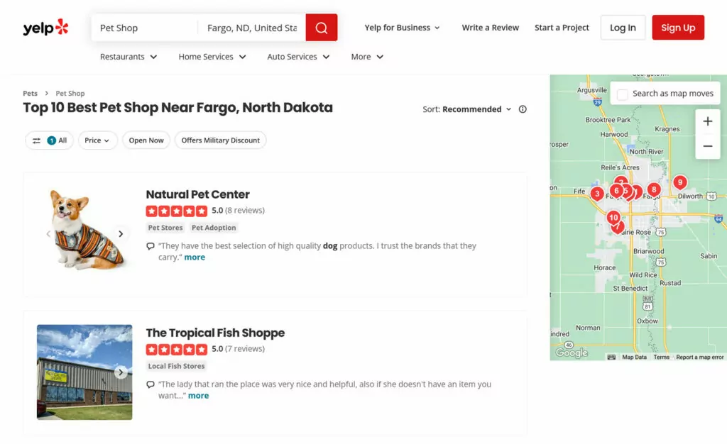 yelp online directory example