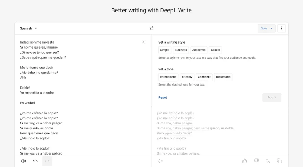 The DeepL Write tool.