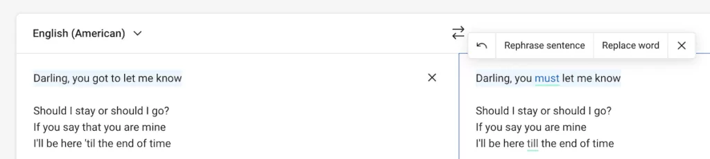 DeepL Write's suggestion underlining.