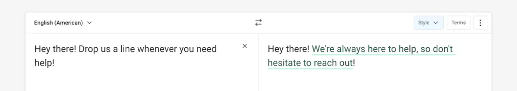 Using the Enthusiastic tone within DeepL Write.