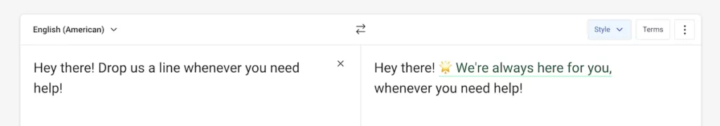 Using the Friendly tone within DeepL Write.