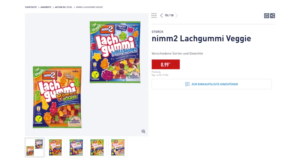 A product on Aldi's German language website.