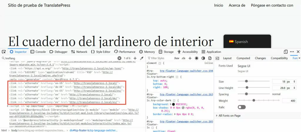 hreflang tags in developer tools