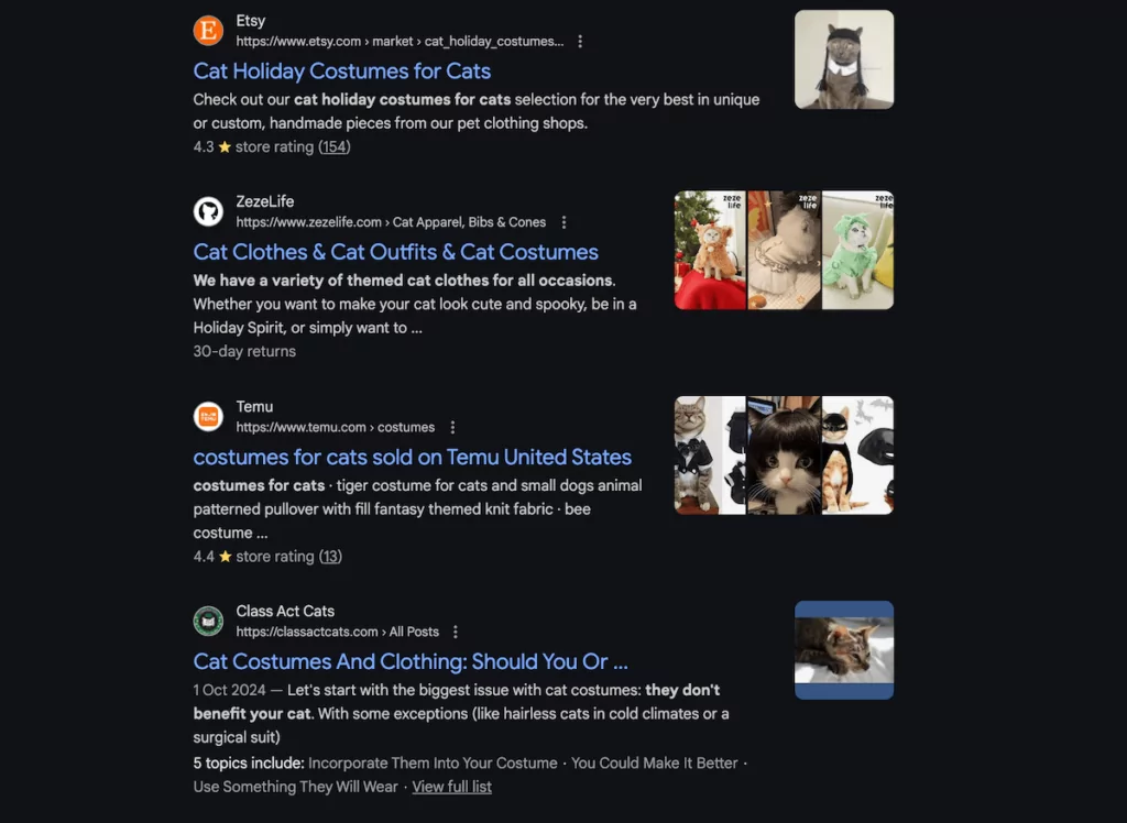 Google search results showing truncated meta information.