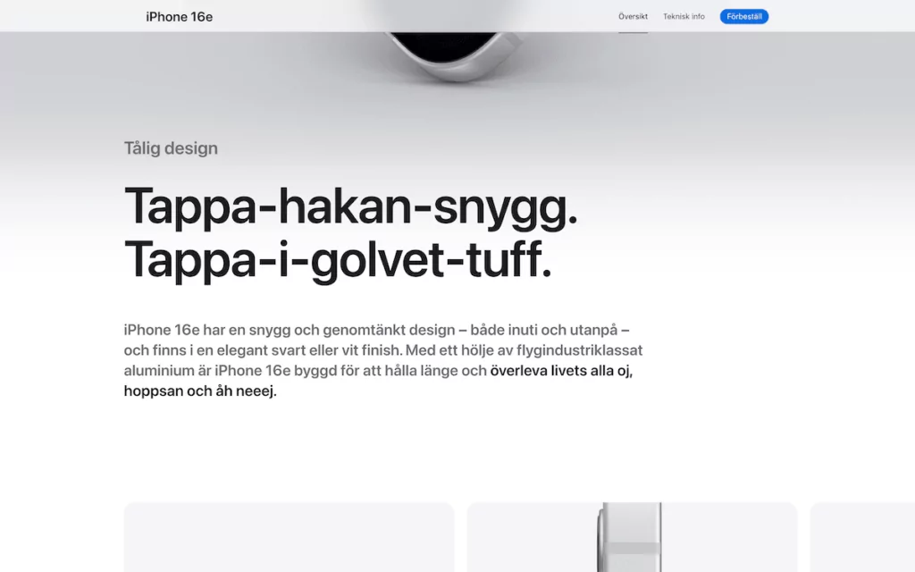 Apple's Swedish language website.