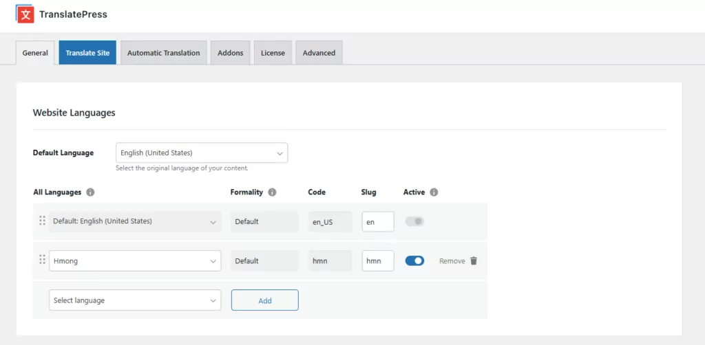 custom language in wordpress