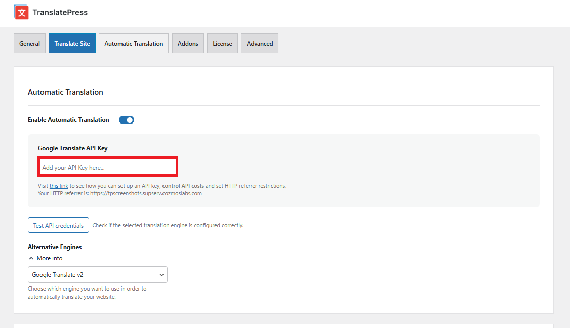 google translate api key