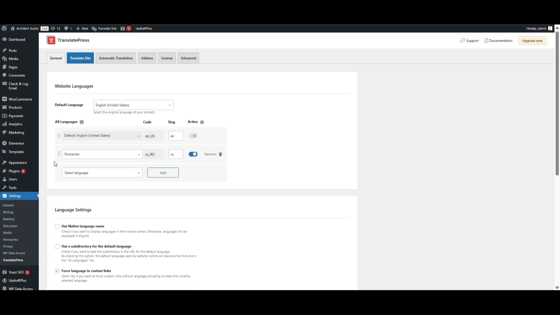 Reorder languages in TranslatePress