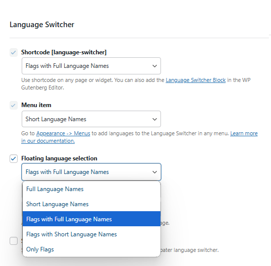 floating language switcher options