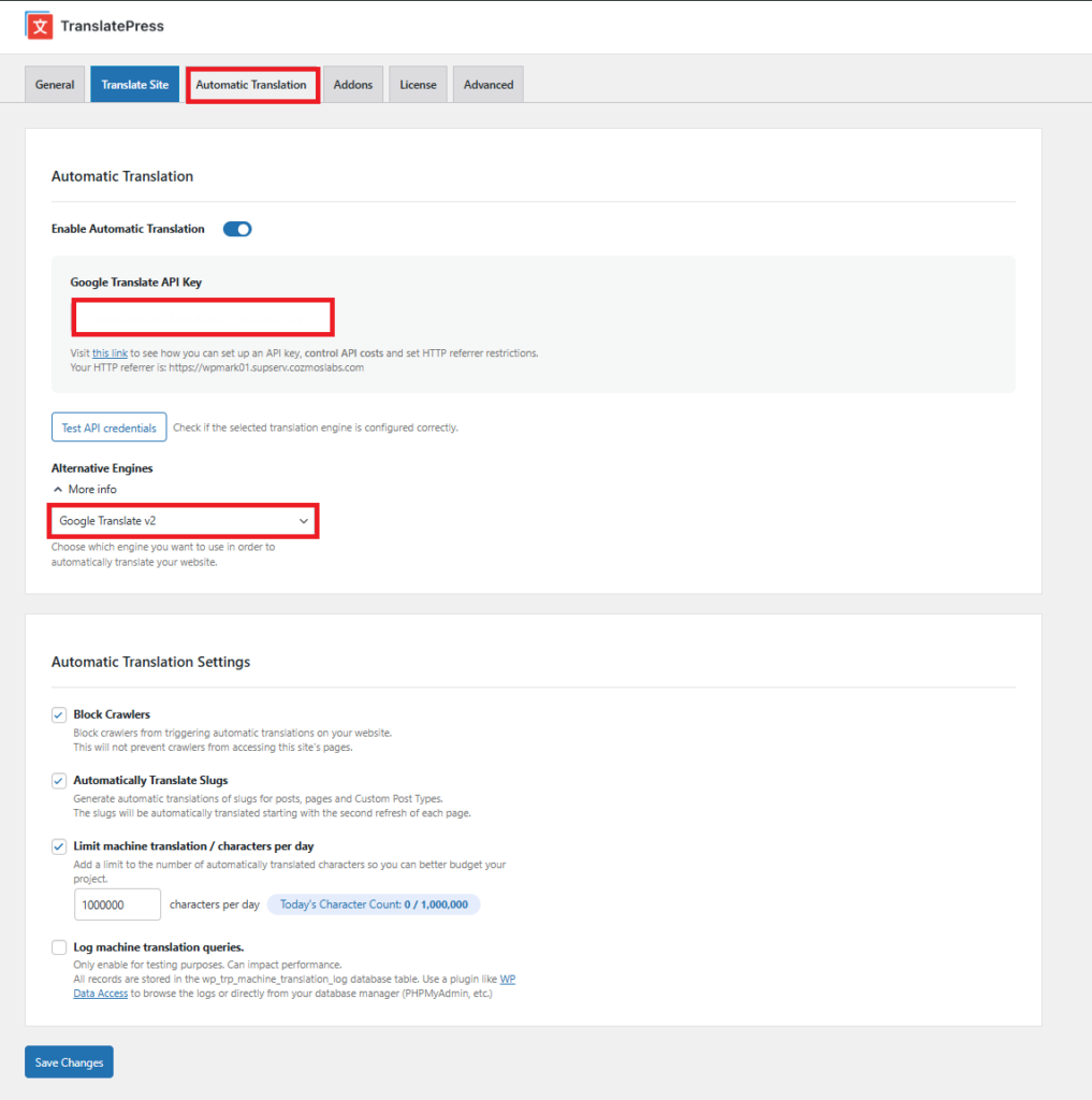 google translate engine for multilingual website