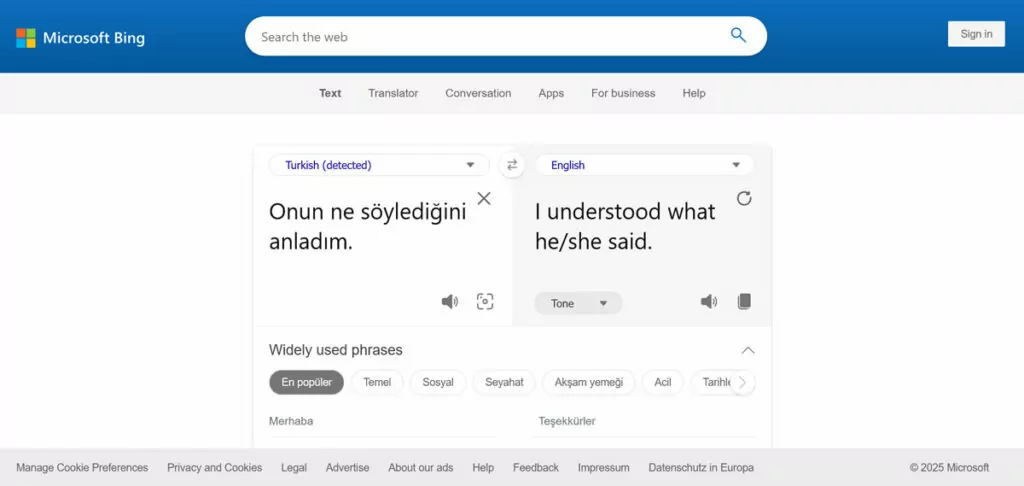 bing translator accurate translation sites